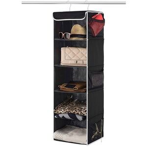 SET of 2 Hanging Closet Organizer 5-Shelf Hanging Storage Organizer Shelves Dorm